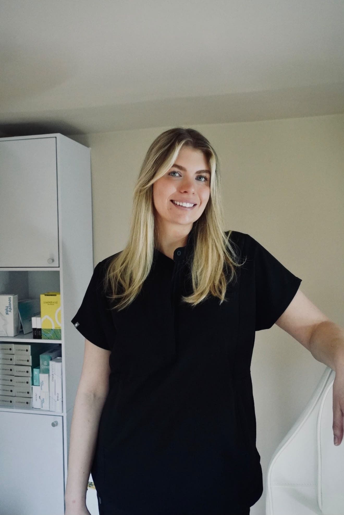 Jess inside the Golden Hour Aesthetics clinic