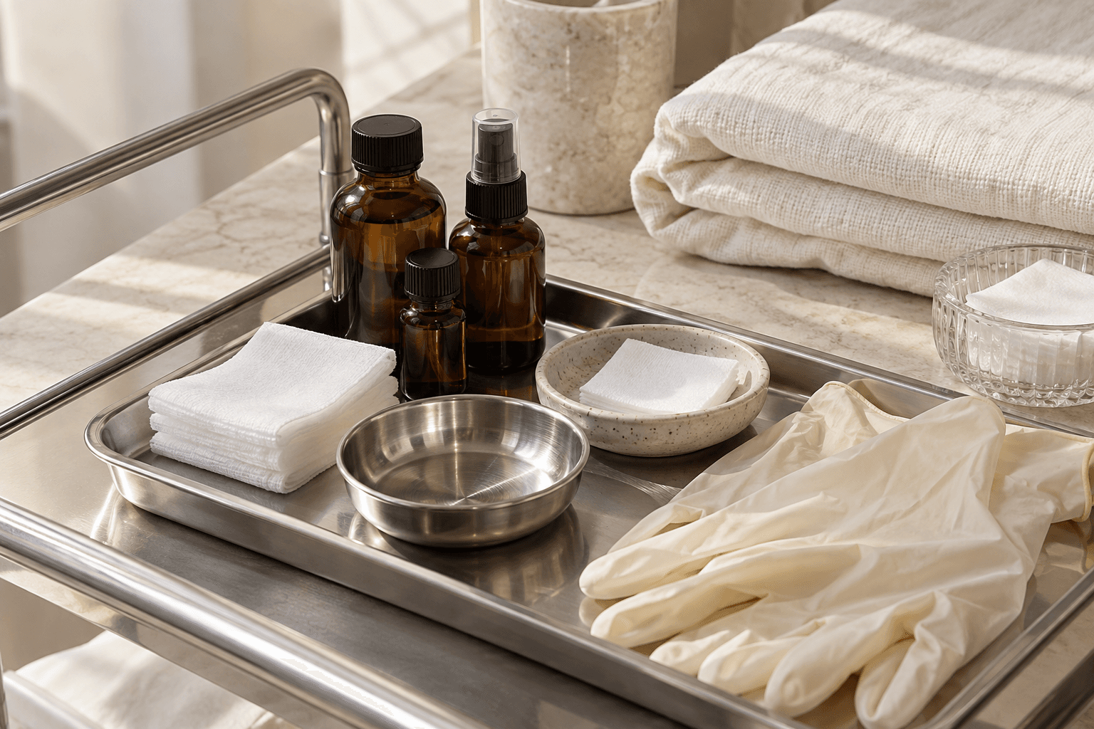 Carefully prepared aesthetics treatment setting
